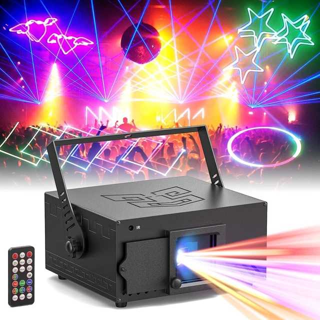 Main image of RGB 3D Animation Beam Laser Party Lights with DMX512, Sound Activation & Remote Control Patterns for Festivals, Bars, Nightclubs, Weddings, Live Shows & Churches