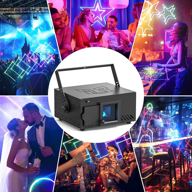 Alt view image 5 of 7 - RGB 3D Animation Beam Laser Party Lights with DMX512, Sound Activation & Remote Control Patterns for Festivals, Bars, Nightclubs, Weddings, Live Shows & Churches