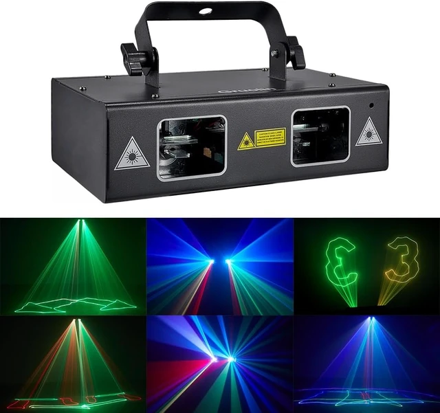 Alt view image 2 of 6 - RGB Full-Color Laser Stage Light with Music Sound Activation & DMX Control DJ Party Patterns Projector for Parties, Discos, Bars, Clubs & Stages