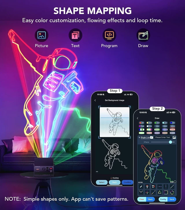 Alt view image 2 of 7 - App-Controlled DJ Laser Light with 200+ 3D Animations, Custom Text & Patterns