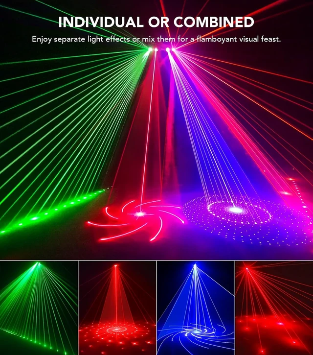 Alt view image 2 of 7 - Pro 6-in-1 Disco Party Lights with RGBW Strobes & Laser Shows