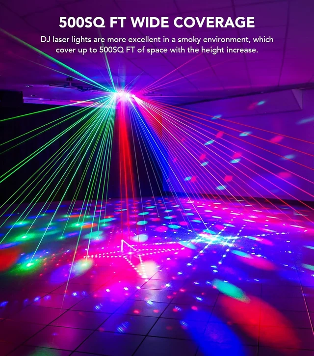 Alt view image 4 of 7 - Pro 6-in-1 Disco Party Lights with RGBW Strobes & Laser Shows