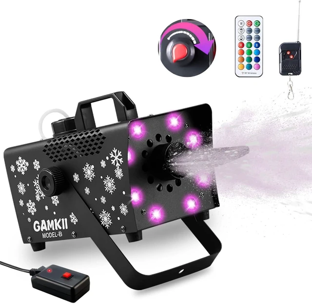 Main image of 800W Snow Machine with Speed Control, 8 LED Lights, 13 Colors & 4 Modes Snowflake Maker for Outdoor Backyard, Christmas, Wedding, Party & Stage