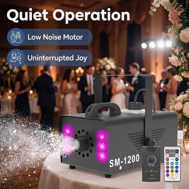 Alt view image 5 of 7 - 1200W Snow Machine with 6 LEDs & Remote Indoor/Outdoor Christmas Party Snow Maker