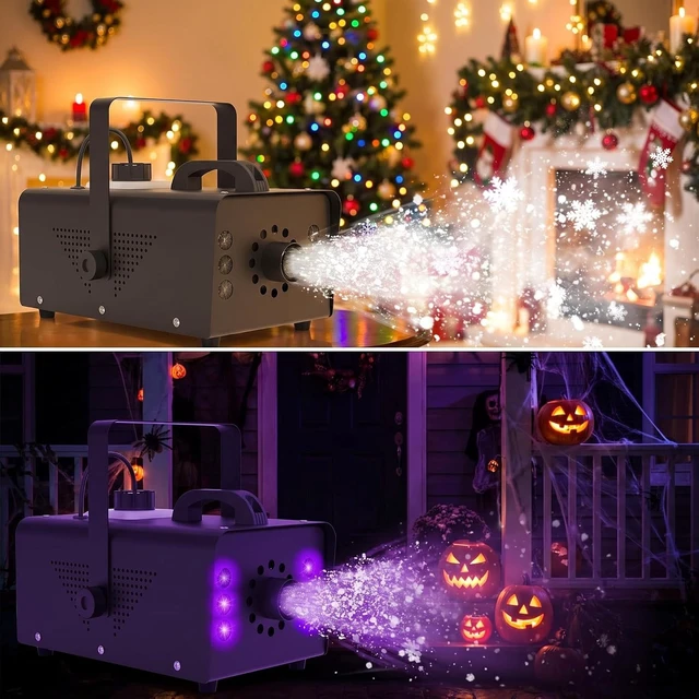Alt view image 7 of 7 - 1200W Snow Machine with 6 LEDs & Remote Indoor/Outdoor Christmas Party Snow Maker