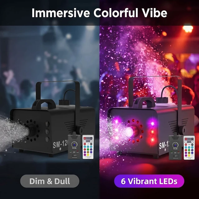 Alt view image 4 of 7 - 1200W Snow Machine with 6 LEDs & Remote Indoor/Outdoor Christmas Party Snow Maker