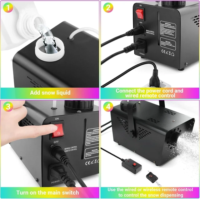 Alt view image 6 of 7 - 800W Snow Machine with Remote Control for Indoor & Outdoor