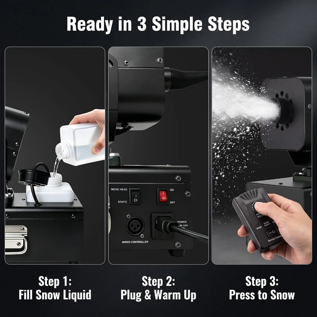 Alt view image 4 of 7 - 1200W Snow Machine with 90° Oscillation & Remote Indoor & Outdoor