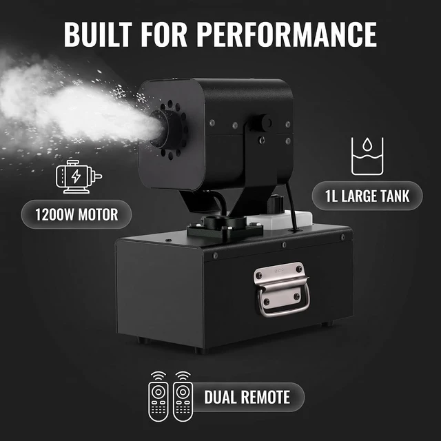 Alt view image 5 of 7 - 1200W Snow Machine with 90° Oscillation & Remote Indoor & Outdoor