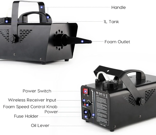 Alt view image 5 of 7 - 800W Snowflake Maker with Wireless Remote & Auto Mode Snow Machine for Parties