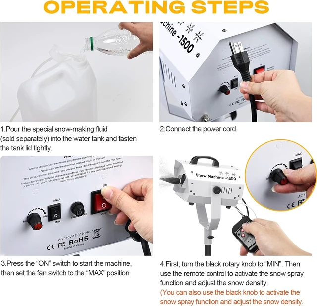 Alt view image 5 of 7 - 1500W Outdoor Snow Machine with LED Remote Control Party Snow Maker