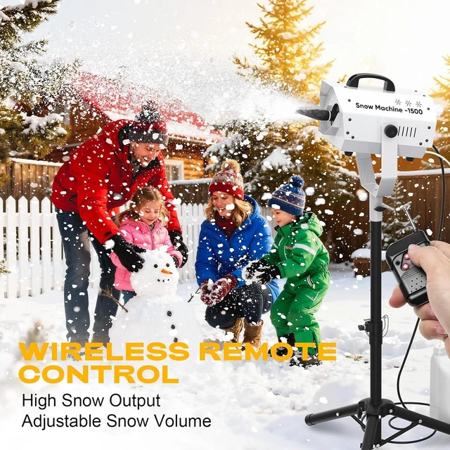 Alt view image 6 of 7 - 1500W Outdoor Snow Machine with LED Remote Control Party Snow Maker