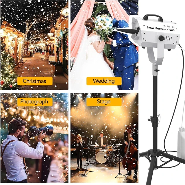 Alt view image 7 of 7 - 1500W Outdoor Snow Machine with LED Remote Control Party Snow Maker