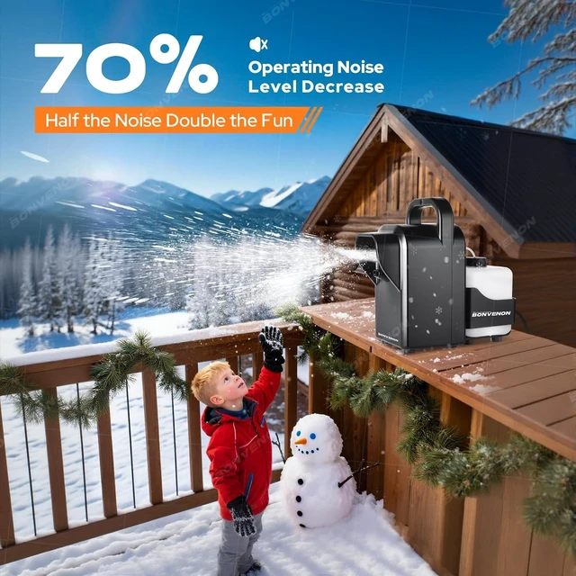 Alt view image 3 of 7 - 900W Low-Noise Foam Snow Machine with Remote Control & Adjustable Snowflake Effect Indoor/Outdoor Artificial Snow Maker for Weddings, Stage, Theater & Party Decor