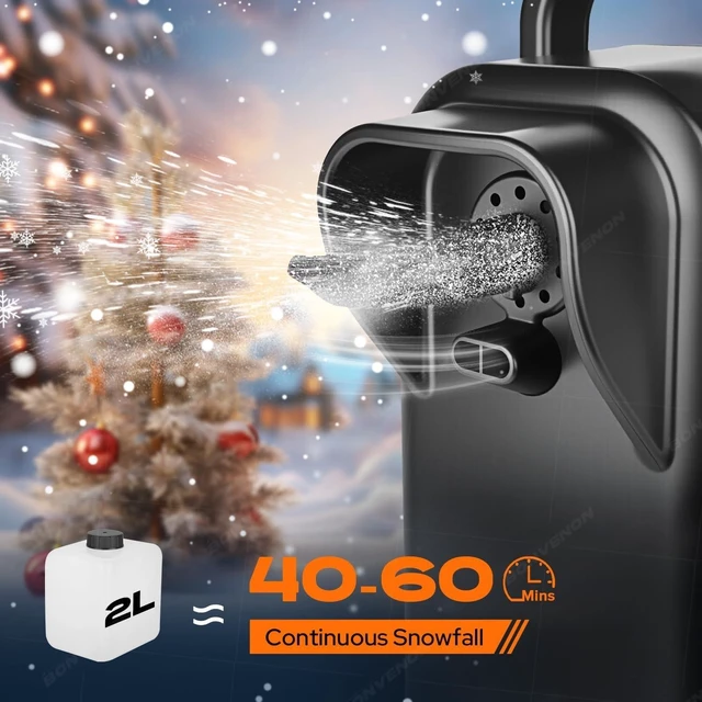 Alt view image 6 of 7 - 900W Low-Noise Foam Snow Machine with Remote Control & Adjustable Snowflake Effect Indoor/Outdoor Artificial Snow Maker for Weddings, Stage, Theater & Party Decor