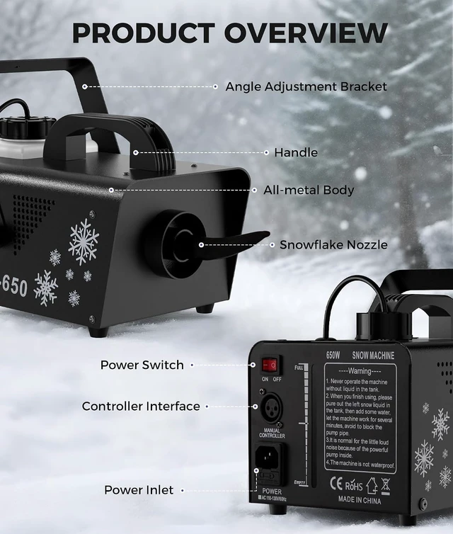 Alt view image 5 of 7 - 650W Snow Machine with Remote Fake Snow Maker for Christmas Parties