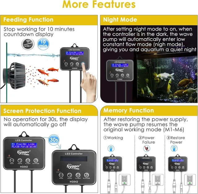 Alt view image 4 of 7 - 2114 GPH DC 24V 10W Ultra-Quiet Inverter Wavemaker with LED Controller & Magnetic Base Submersible Circulation Pump for 30-75 Gal Freshwater & Saltwater Tanks