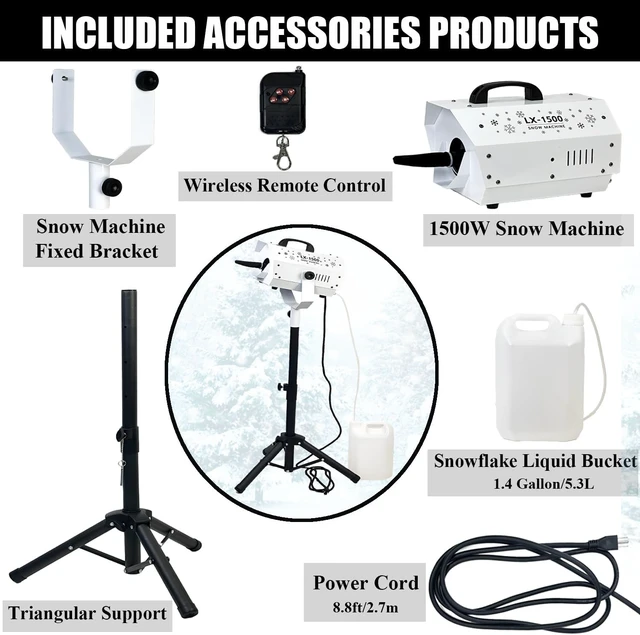 Alt view image 2 of 7 - 1500W Snow Machine with Stand Party Snow Maker