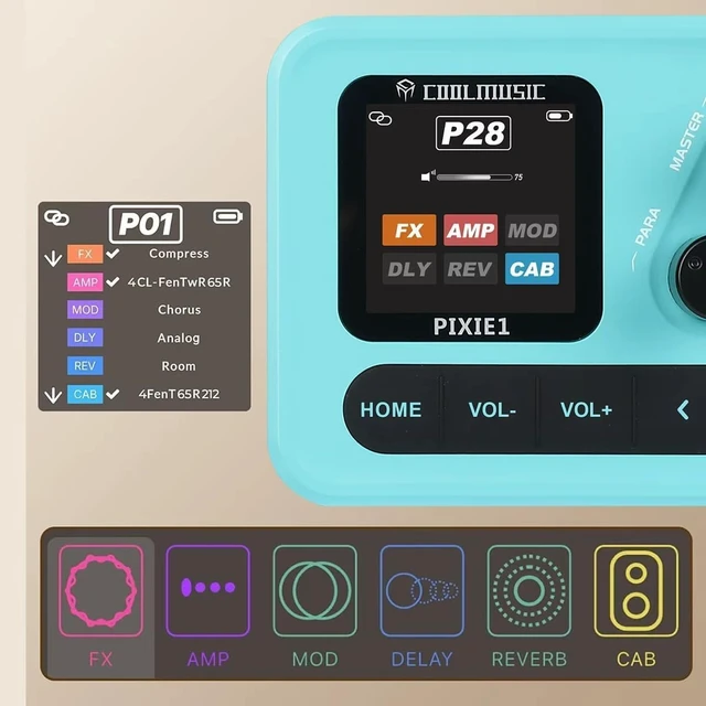 Alt view image 2 of 7 - Electric Guitar Multi-Effects Pedal with IR Cabinet Simulation, Amp Modeling & USB OTG Recording Headphone Output for Live & Studio Use