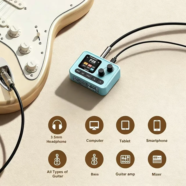 Alt view image 6 of 7 - Electric Guitar Multi-Effects Pedal with IR Cabinet Simulation, Amp Modeling & USB OTG Recording Headphone Output for Live & Studio Use