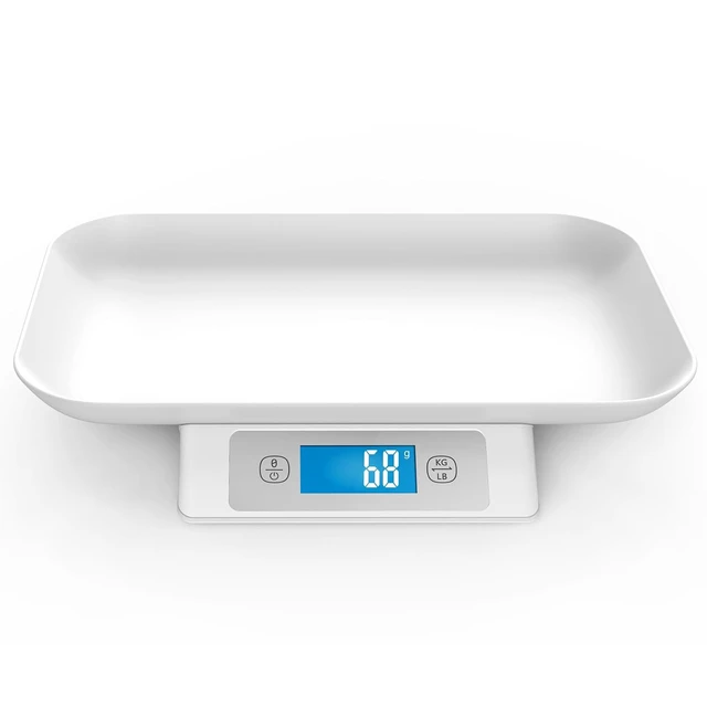 Alt view image 2 of 7 - Digital Puppy & Cat Scale, 33 lbs Capacity (±0.03oz), Removable 13.4 x 9.5 Inch Tray Whelping Pet Scale for Adult Cats & Small Animals (Grey)