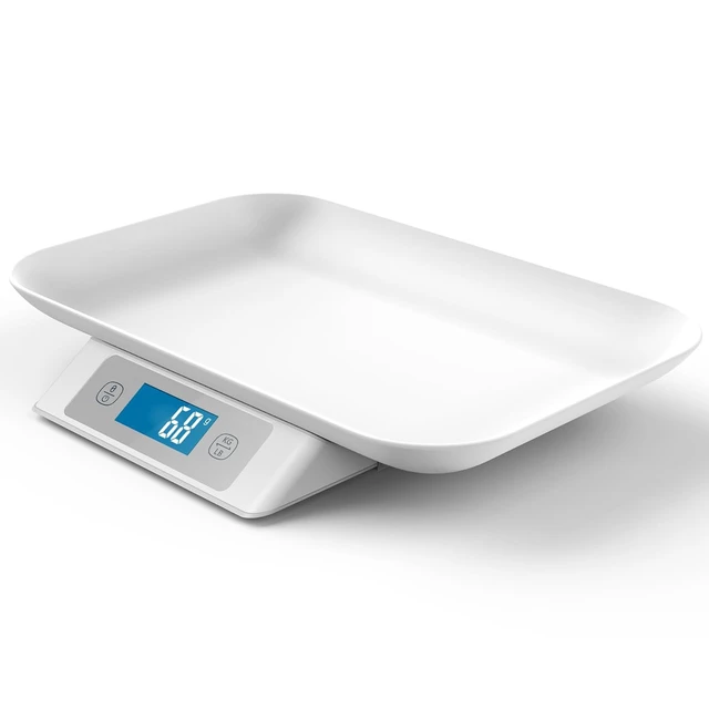 Alt view image 3 of 7 - Digital Puppy & Cat Scale, 33 lbs Capacity (±0.03oz), Removable 13.4 x 9.5 Inch Tray Whelping Pet Scale for Adult Cats & Small Animals (Grey)