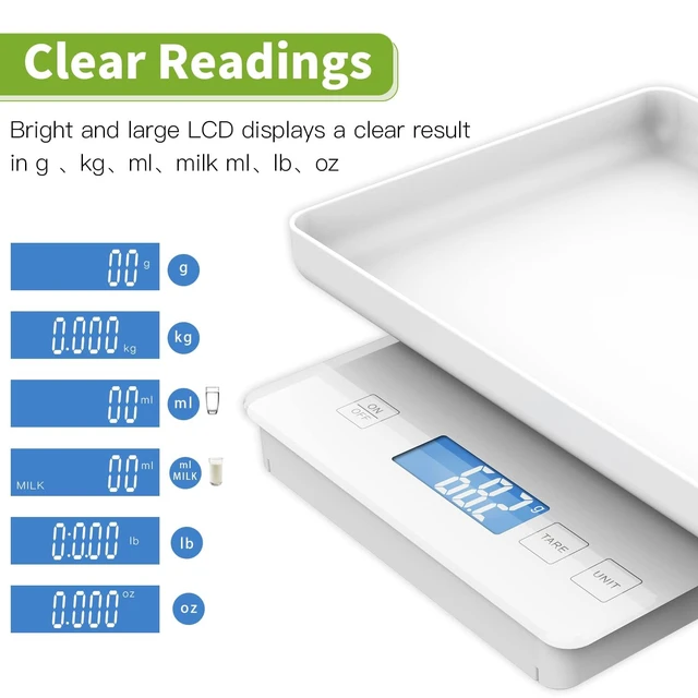 Alt view image 4 of 6 - 11 lb / 0.1g High-Precision Pet Scale, 0.003oz Accuracy Whelping & Guinea Pig Weighing Scale for Newborn Pets, Kittens & Turtles