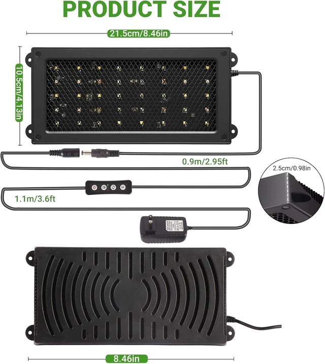 Alt view image 6 of 7 - 24W Dimmable LED UVB Reptile Light, 5.0-20.0 UVA UVB Lamp with Timer & 3 Modes, 6500K Daylight for Bearded Dragons, Chameleons, Turtles, Lizards, Geckos & Snakes, 10-40 Gallon