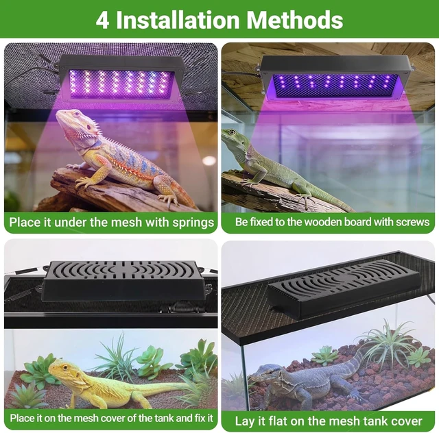 Alt view image 7 of 7 - 24W Dimmable LED UVB Reptile Light, 5.0-20.0 UVA UVB Lamp with Timer & 3 Modes, 6500K Daylight for Bearded Dragons, Chameleons, Turtles, Lizards, Geckos & Snakes, 10-40 Gallon