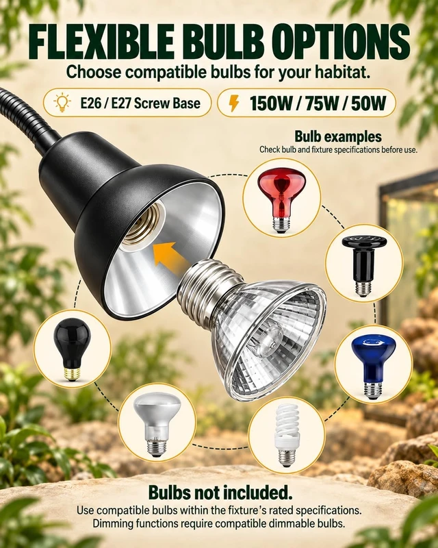 Alt view image 6 of 7 - Dual-Head Sunrise & Sunset Reptile Heat Lamp Fixture (Bulb Not Included)