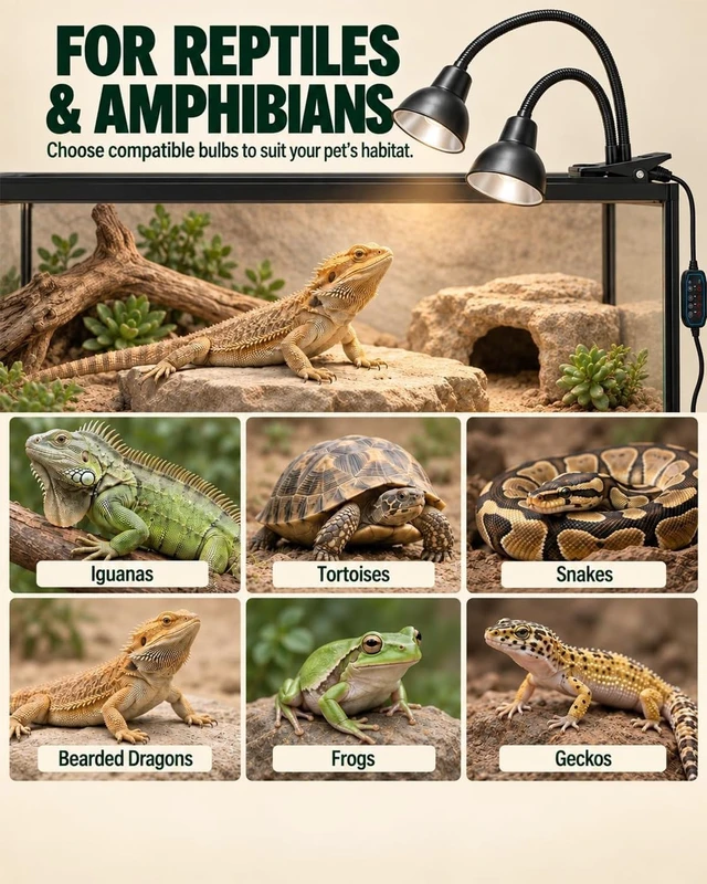 Alt view image 7 of 7 - Dual-Head Sunrise & Sunset Reptile Heat Lamp Fixture (Bulb Not Included)