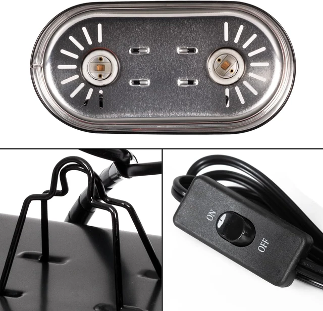 Alt view image 4 of 7 - Reptile Heat Lamp Combo Pack with Dual Fixture 100W Intense UVA Basking Spot & 26W Energy-Saving UVA UVB 10.0 Spiral Compact Bulb