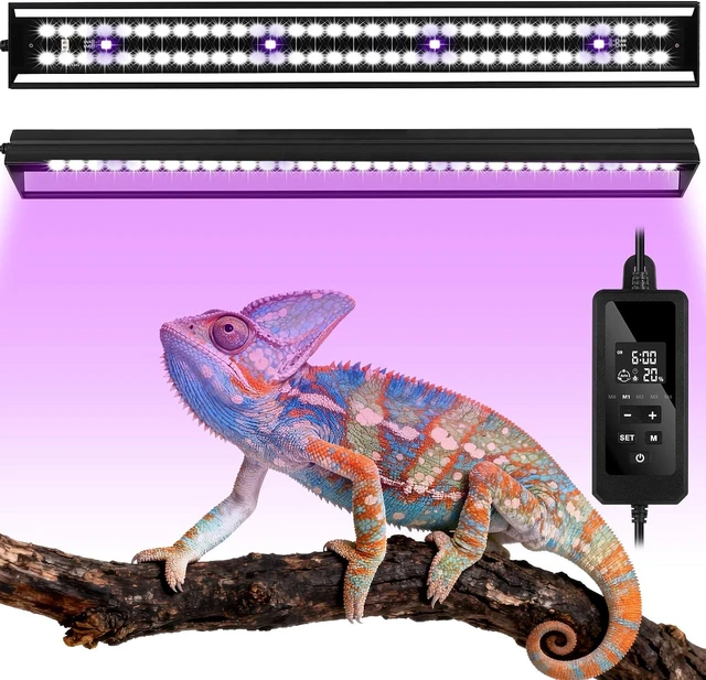 Main image of 16-Inch Dimmable UVA UVB Reptile Light with Timer & 3 Modes, Adjustable 5.0-20.0 Output, 6500K Daylight for Bearded Dragon, Snake & Turtle, 10-40 Gallon (16 INCH)
