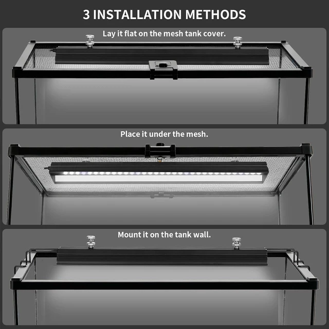 Alt view image 4 of 7 - 16-Inch Dimmable UVA UVB Reptile Light with Timer & 3 Modes, Adjustable 5.0-20.0 Output, 6500K Daylight for Bearded Dragon, Snake & Turtle, 10-40 Gallon (16 INCH)