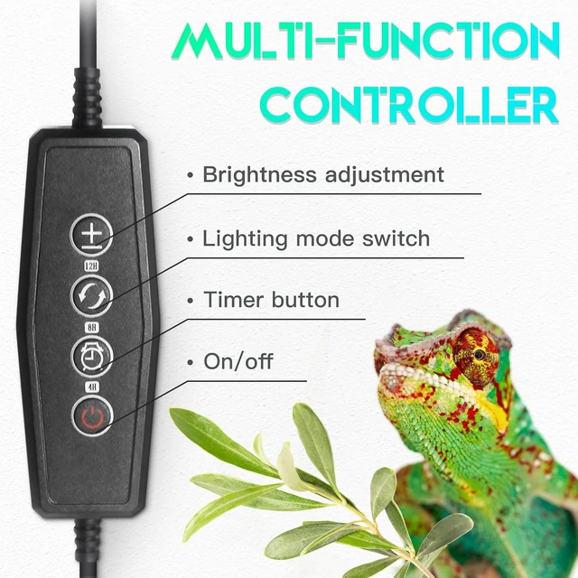 Alt view image 5 of 6 - Dimmable 8W LED Reptile UVB Lamp, 8000-Hour UVB Duration, Adjustable 4/8/12-Hour Cycles for Gecko, Chameleon & Bearded Dragon, M Size