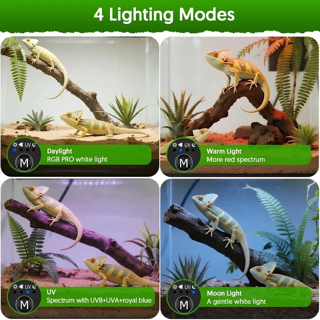 Alt view image 3 of 7 - 24W UVB Reptile Light with 24/7 Timer & 4 Lighting Modes
