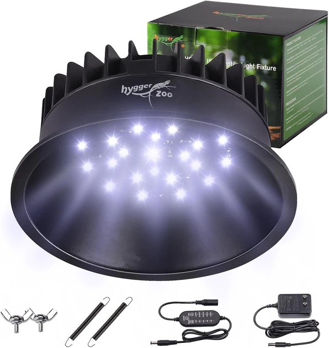 Main image of UVA UVB Reptile Light Fixture with Timer & Adjustable Brightness LED UVB Lamp for Bearded Dragon, Gecko, Turtle, Chameleon, Lizard & Snake, Black