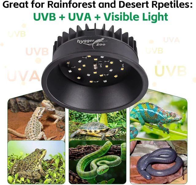 Alt view image 5 of 7 - UVA UVB Reptile Light Fixture with Timer & Adjustable Brightness LED UVB Lamp for Bearded Dragon, Gecko, Turtle, Chameleon, Lizard & Snake, Black
