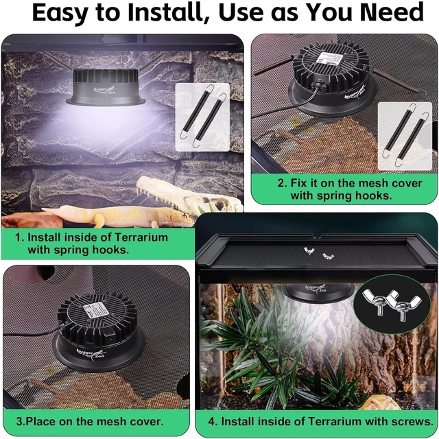 Alt view image 6 of 7 - UVA UVB Reptile Light Fixture with Timer & Adjustable Brightness LED UVB Lamp for Bearded Dragon, Gecko, Turtle, Chameleon, Lizard & Snake, Black