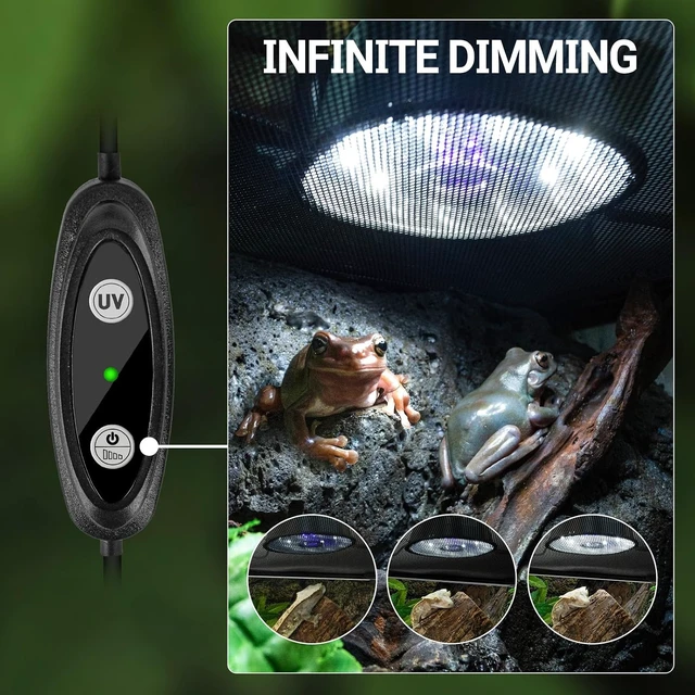 Alt view image 3 of 7 - Dimmable LED UVA UVB Reptile Light Fixture with Adjustable Brightness for Bearded Dragon, Gecko, Lizard, Turtle & Snake, Tropical & Desert Reptiles