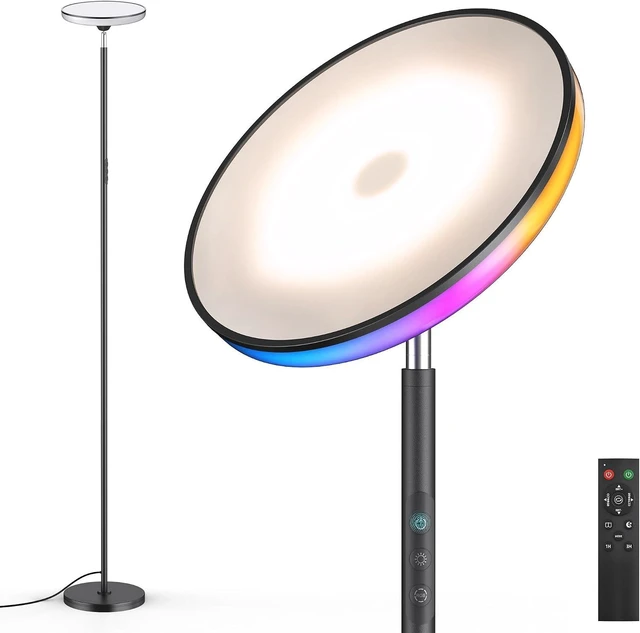 Main image of UFO Torchiere Floor Lamp with RGB Ambient Light, 42W 3700LM, Black