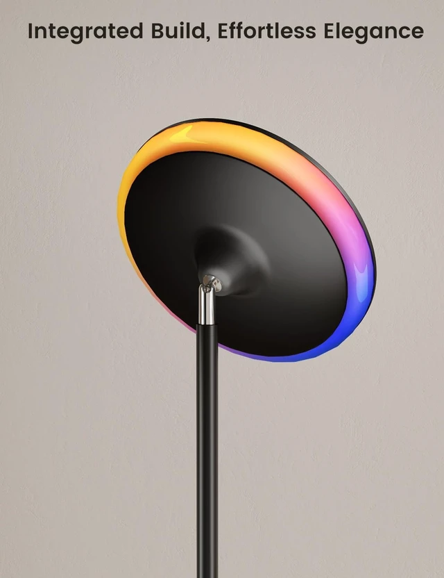 Alt view image 7 of 7 - UFO Torchiere Floor Lamp with RGB Ambient Light, 42W 3700LM, Black