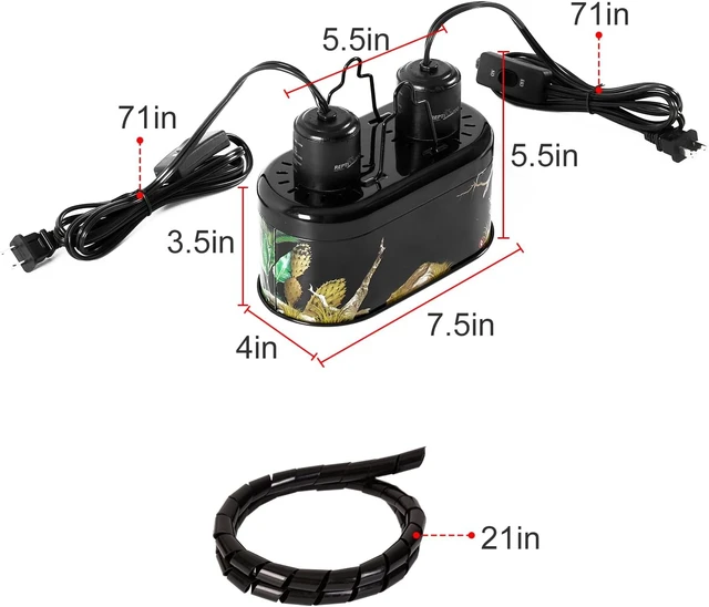 Alt view image 3 of 7 - Nano Dual-Dome Reptile Light Fixture & 25W Heat Lamp Combo Pack Mini Daylight Basking Spot Lamp & Nano Heat Emitter