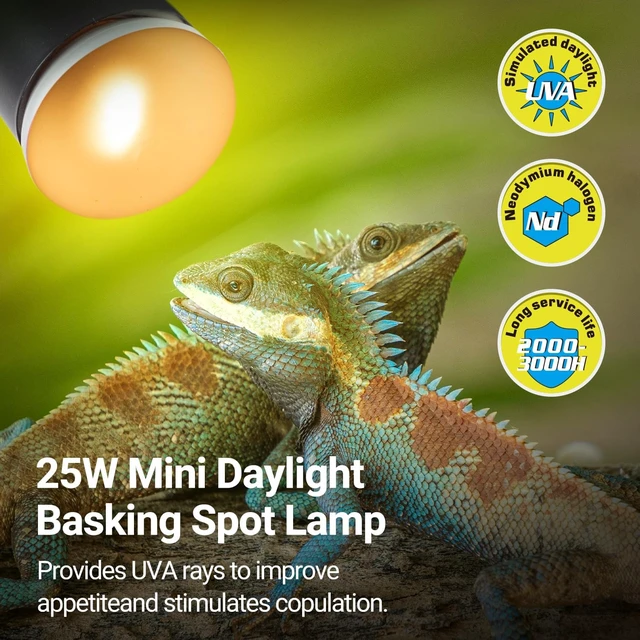 Alt view image 4 of 7 - Nano Dual-Dome Reptile Light Fixture & 25W Heat Lamp Combo Pack Mini Daylight Basking Spot Lamp & Nano Heat Emitter