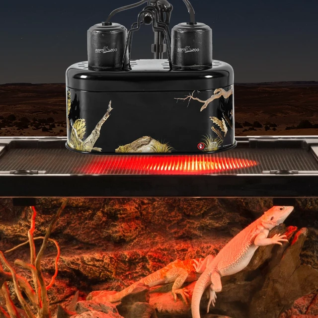Alt view image 7 of 7 - Nano Dual-Dome Reptile Light Fixture & 25W Heat Lamp Combo Pack Mini Daylight Basking Spot Lamp & Nano Heat Emitter