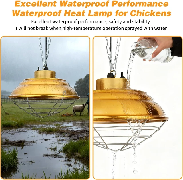 Alt view image 4 of 7 - 600W Chicken Coop Heat Lamp 2-Stage Brooder Heater for Chicks
