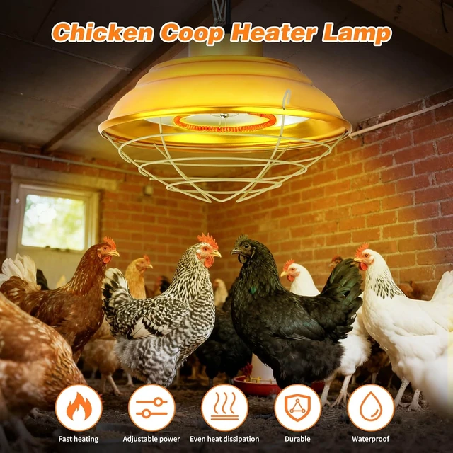 Alt view image 6 of 7 - 600W Chicken Coop Heat Lamp 2-Stage Brooder Heater for Chicks
