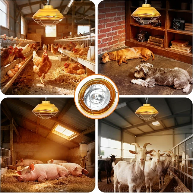 Alt view image 7 of 7 - 600W Chicken Coop Heat Lamp 2-Stage Brooder Heater for Chicks