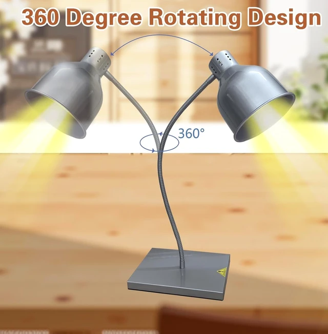 Alt view image 7 of 7 - 275W Commercial Food Warmer Heat Lamp Catering Food Warming Lamp for Food Service, Restaurant, Buffet & Kitchen (Single Head Silver)