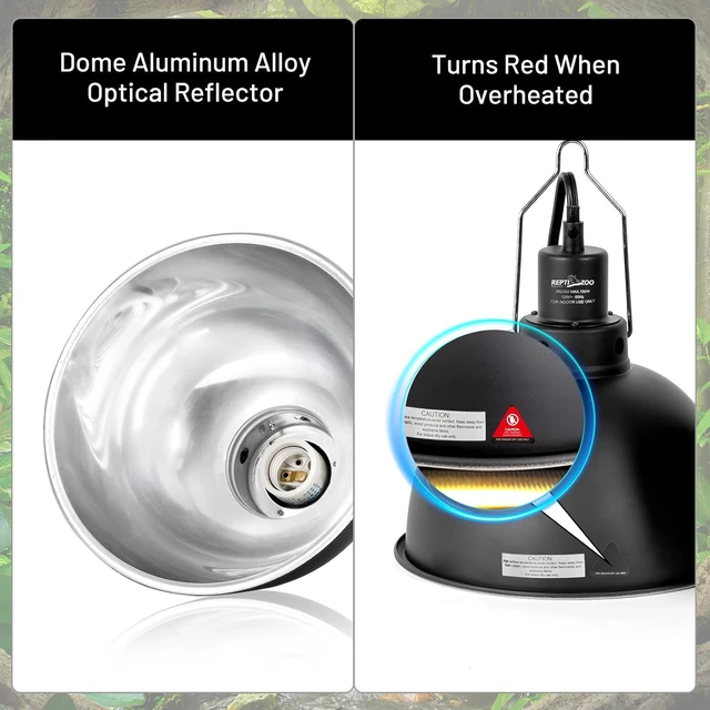 Alt view image 3 of 7 - 8.5-Inch Deep-Dome Reptile Heat Lamp Fixture (2 Pack) with Separate Switch & Hook Basking Light for Bearded Dragon, Snake & Lizard, Fits E26 Bulbs up to 150W